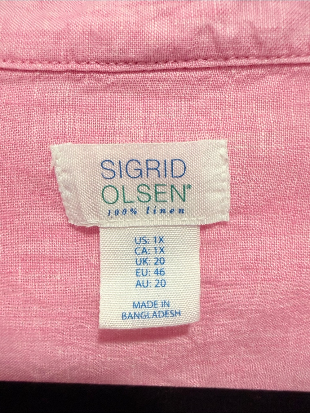 Sigrid Olsen 100% linen Pink Button-Down Linen Shirt 1X - Picture 2 of 7